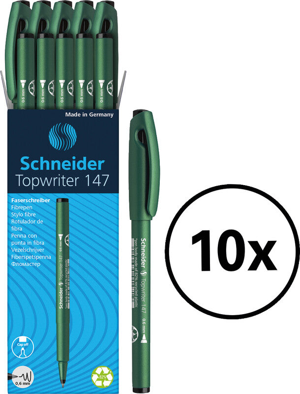 Schneider Schreibgeräte Topwriter 147 Fineliner – 10er-Set – Schwarz