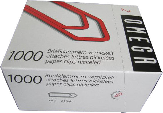 Omega Büroklammern 24 mm – vernickelt, silber – 1'000 Stk.