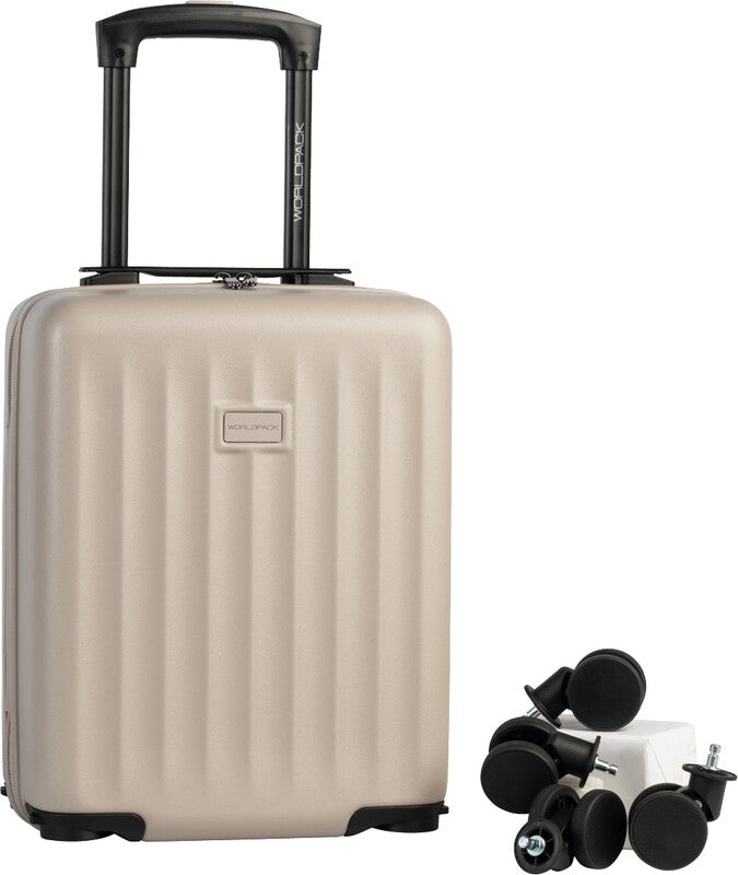 Worldpack Trolley Hartschale, 24 l, Handgepäck geeignet, 4 Doppelrollen, ABS, Beige, 30 × 40 × 20 cm