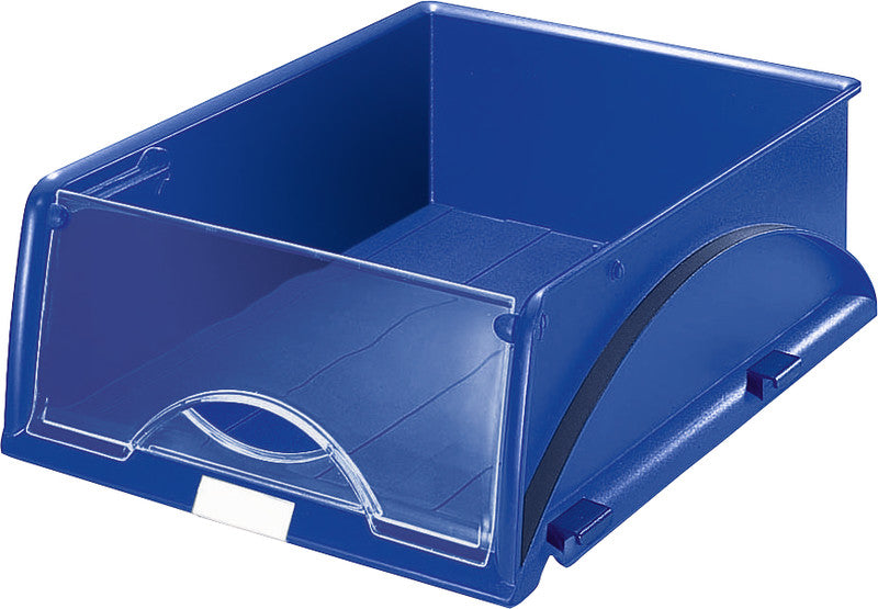 Leitz Stapelbarer Briefkorb mit Griffausschnitt, Beschriftungsfeld, Blau, B 285 × H 125 × T 385 mm