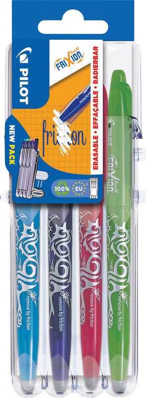 Pilot FriXion Ball Set2Go – Radierbarer Tintenroller mit Kappe, 0,7 mm, farbig sortiert, 4er Etui