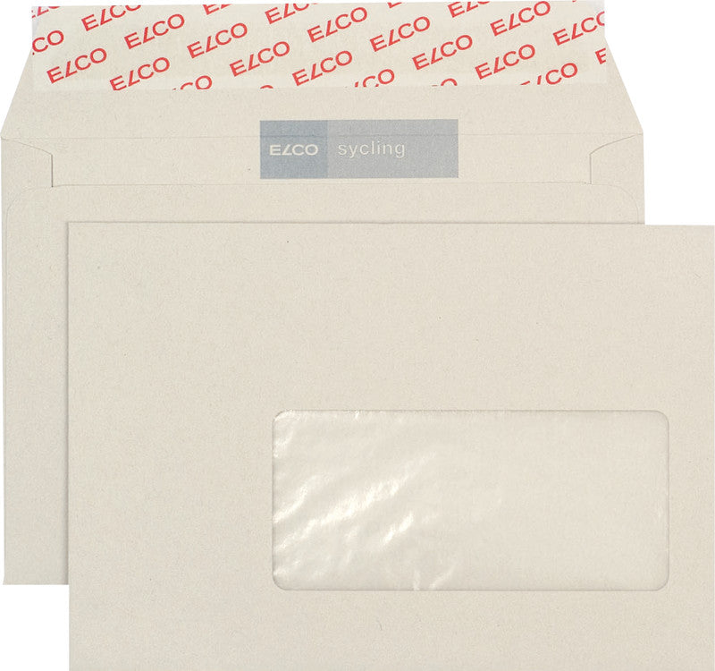 Elco Couvert C6, Fenster rechts, Haftklebung, Grau, 100 g/m² – 500 Stk.