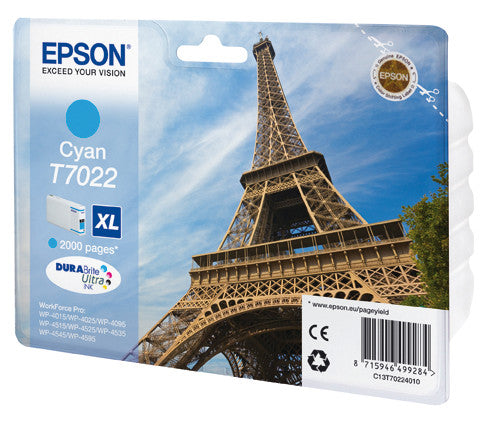 Epson Tintenpatrone T7022, Cyan – für Inkjetdrucker/Multifunktionsgeräte