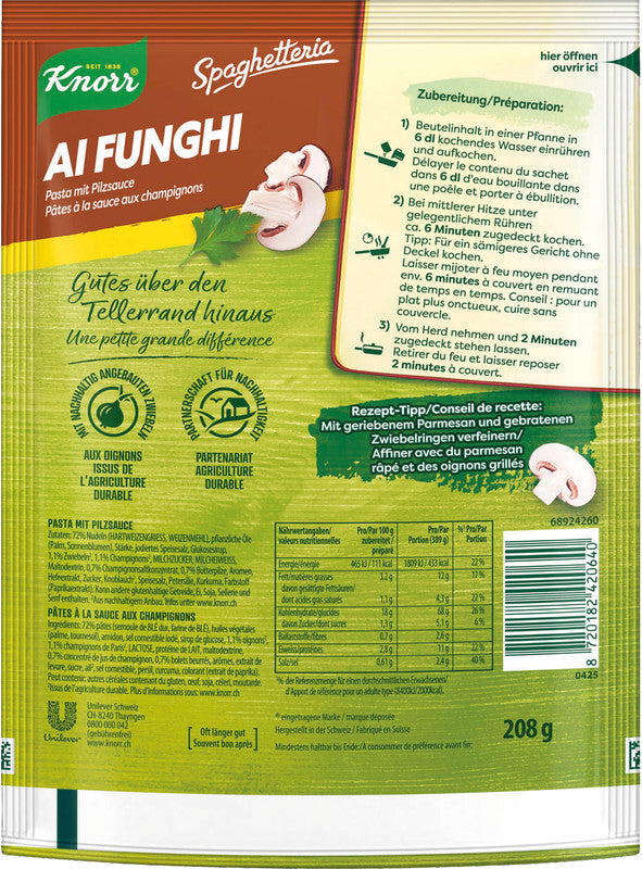 Knorr Spaghetteria Pasta-Gericht – Ai Funghi – Beutel – 208 g – 2 Portionen