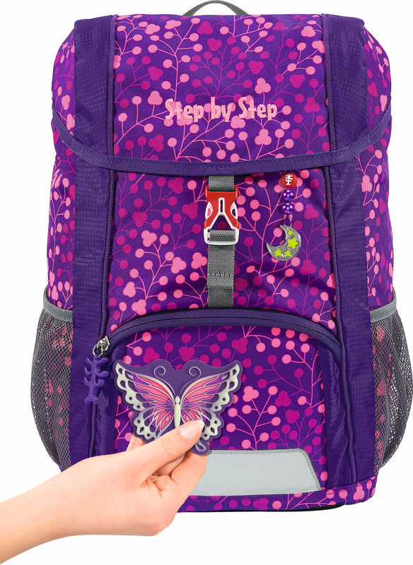 Step by Step Kindergartenrucksack-Set KID SHINE – 3-teilig – Butterfly Night Ina – mit Leuchteffekt