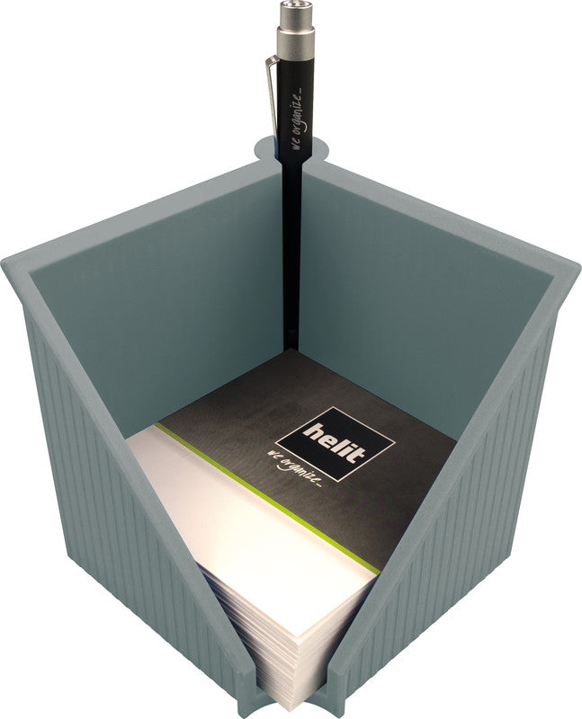 Helit Zettelbox – Kunststoff, lichtgrau, 127 × 117 mm – für bis zu 250 Blatt