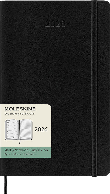 Moleskine Agenda – 1 Woche/1 Seite, gebunden, 13 × 21 cm, 2026, schwarz, FSC