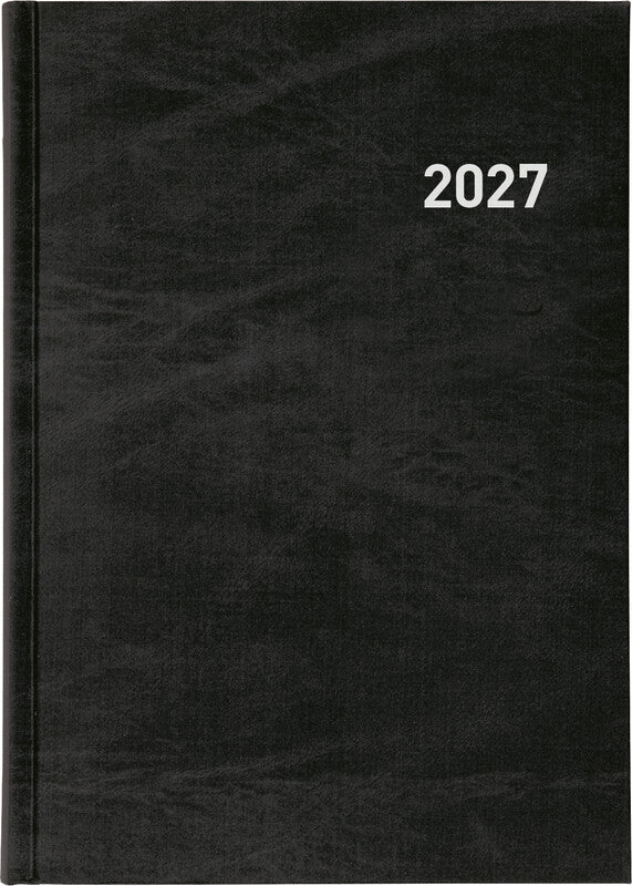 Biella Registra Agenda – 1 Tag/Seite, Gebunden, 14,5 × 20,5 cm, 2027, 1/2-Stunden-Takt, Schwarz, FSC