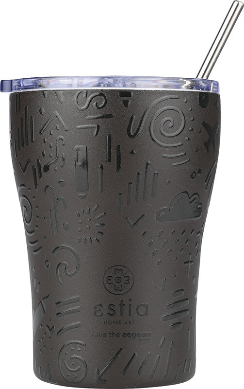 Estia Thermobecher 350 ml – Doppelwandig 6 h Heiss / 12 h Kalt, Edelstahl, Druckknopfdeckel