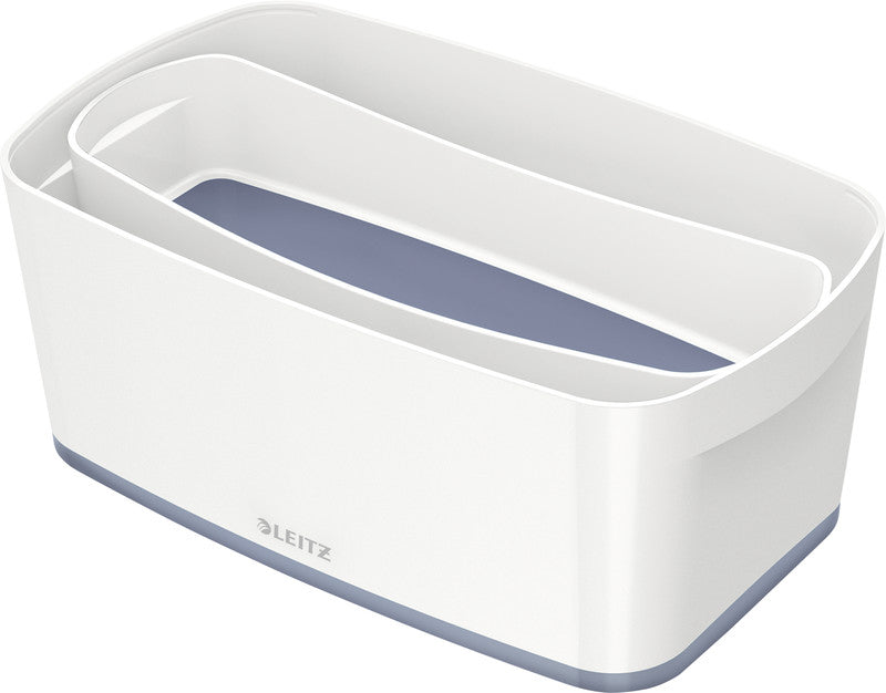 Leitz Aufbewahrungsbox MyBox – Kunststoff, weiss/grau, 31,8 × 12,8 × 19,1 cm – 1er-Pack