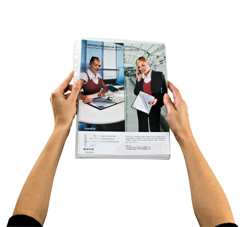 Leitz CombiFile Maxi Sichtmappe A4 – transparent, Kunststoff, matt, 180 µm, 3er-Pack
