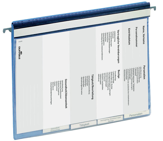 Durable Hängeordner für A4 – Kunststoff, Blau, ohne Vordruck