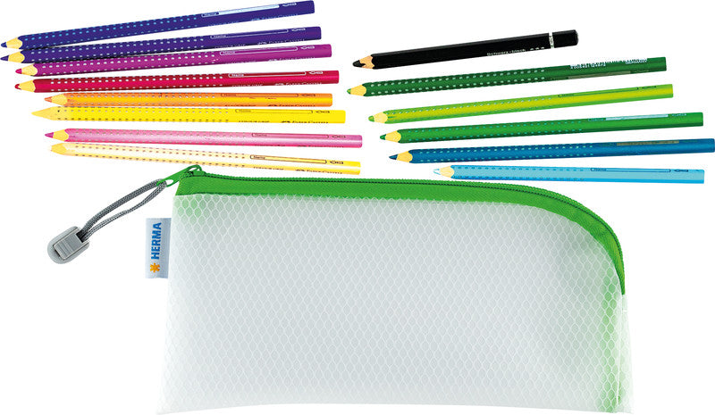 HERMA Reissverschlusstasche – 110 × 230 mm, Kunststoff, Grün – 1 Stück