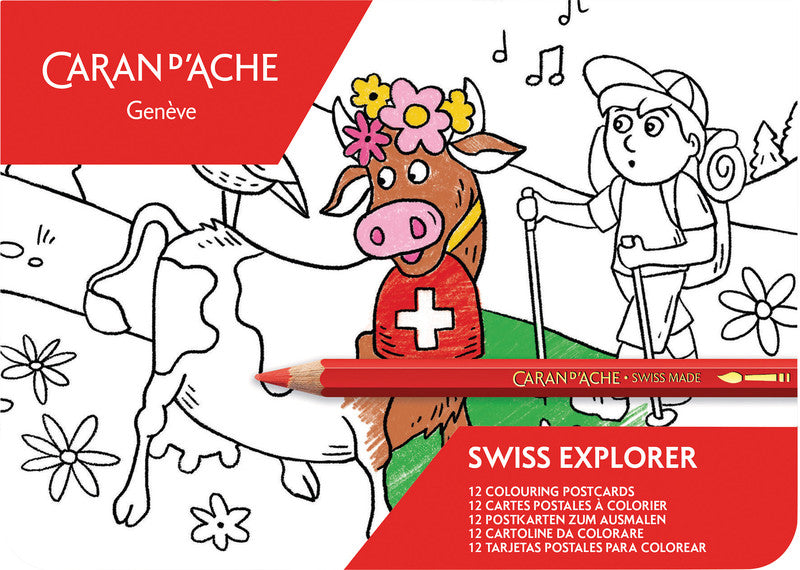 Caran d-Ache Caran d'Ache – Swiss Explorer Postkarten, Karton, 14,8 × 10,5 cm, Mehrfarbig, Set mit 12