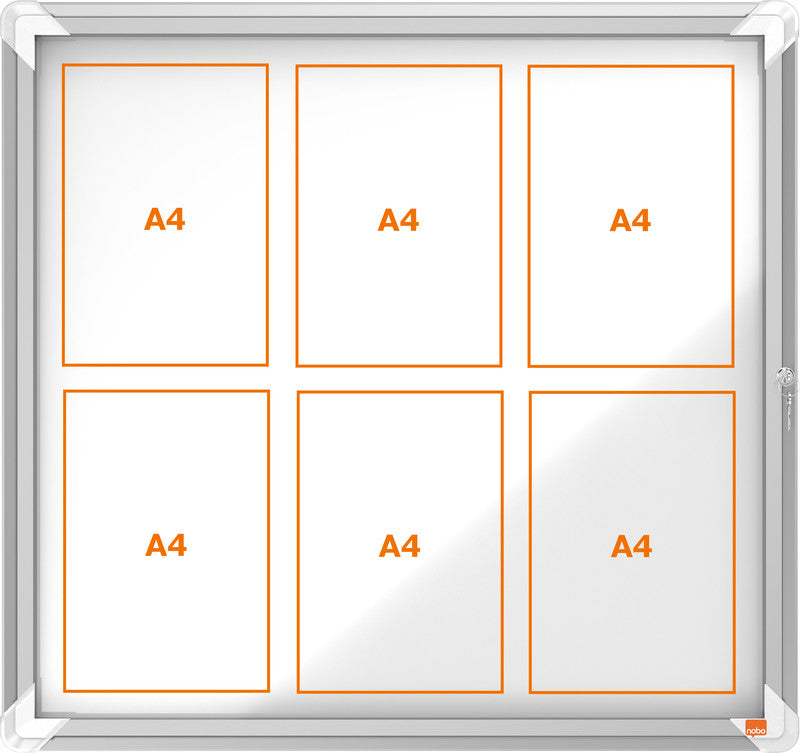 Nobo Schaukasten Premium Plus, 6 × A4 – Aluminium, abschliessbar, Aussenbereich, 70,9 × 66,8 × 4,3 cm