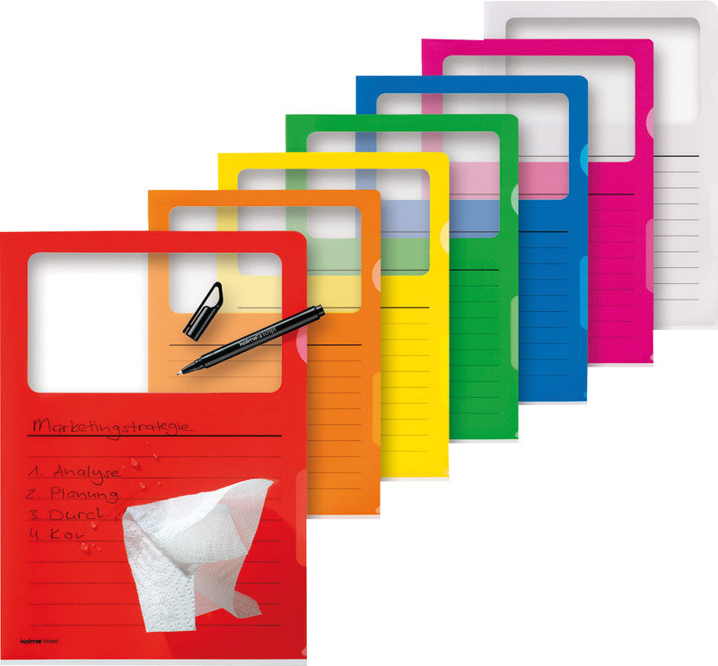 Kolma Sichtmappe A4 – sortiert, Kunststoff, glänzend, 130 µm, 10er-Pack, 100% rezyklierbar