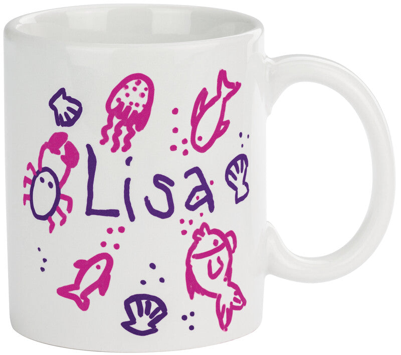 Marabu KiDS – Tassen-Malset MIA – 8 × 8 × 9,5 cm – 1 Tasse, 2 Porzellan- & Glasmalstifte 1–3 mm