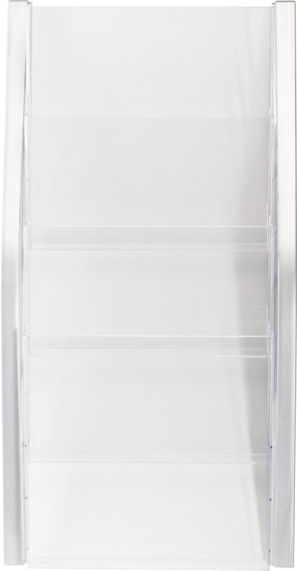 Helit Wandprospekthalter – A4 hoch, silber, Kunststoff, 4 Fächer – 1 Stk