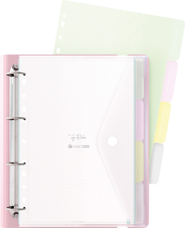 Carchivo Ringbuch – A4 Hochformat – 4-Ring, Ø 35 mm, Rücken 40 mm – Pink, Kunststoff, mit Raumsparösen