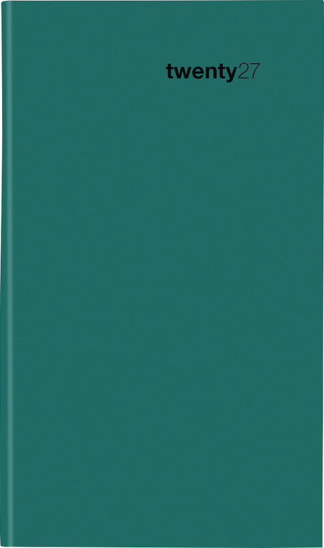 Biella Luzern Agenda – 1 Monat/2 Seiten, geheftet, 8,7 × 15,3 cm, 15 Monate Okt–Dez, 2027, Petrol, FSC