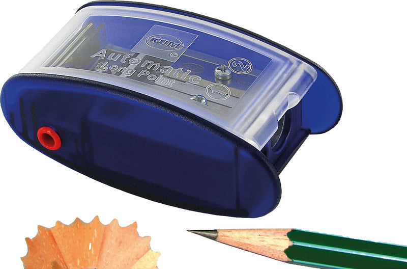 Kum Spitzer – manuell, 3-Loch, mit Behälter, für Blei- & Buntstifte Ø 2, 3,15 und 8 mm, Kunststoff, blau, AS2M