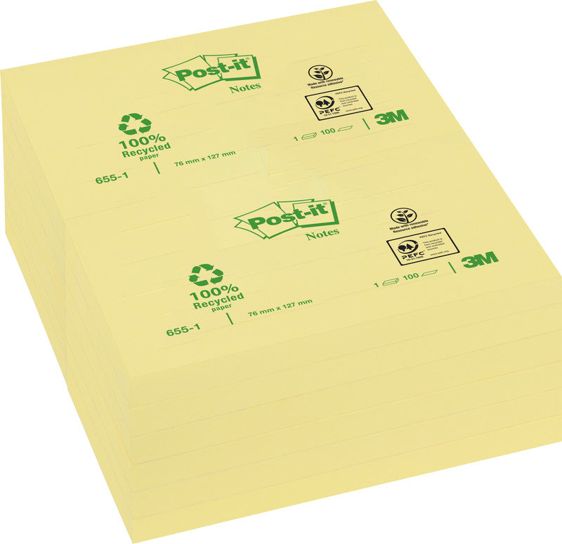 Post-it Haftnotizen – 127×76 mm – Gelb, 100 Blatt, PEFC