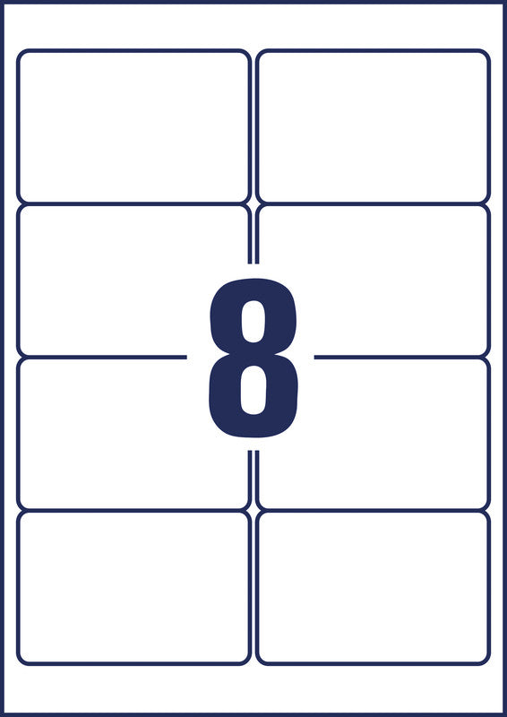 Avery Druckeretiketten, 96 mm × 64 mm, weiss, Papier, wiederablösbar, 30 Blatt (240 Etiketten)