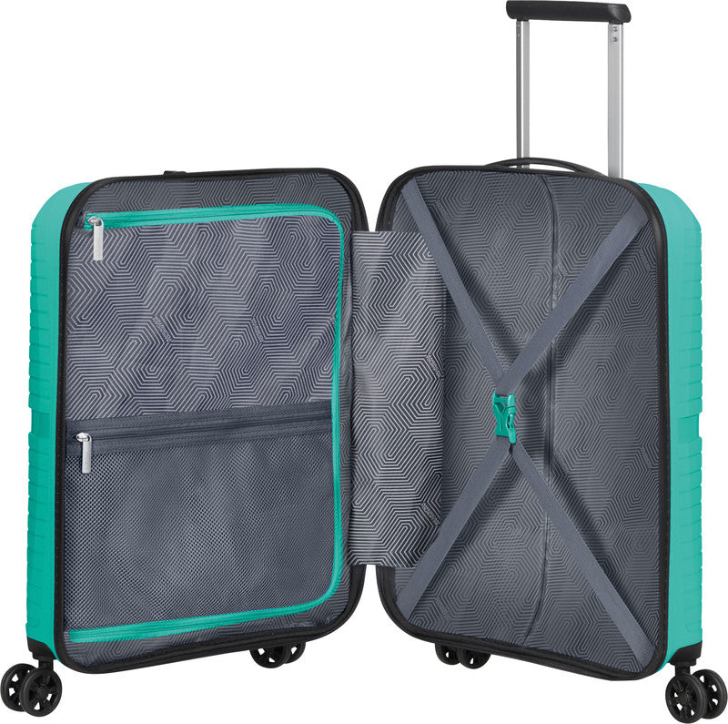 American Tourister Handgepäck-Trolley – Hartschale, 4 Doppelrollen, mit TSA, Aqua Grün, 40 × 50 × 20 cm