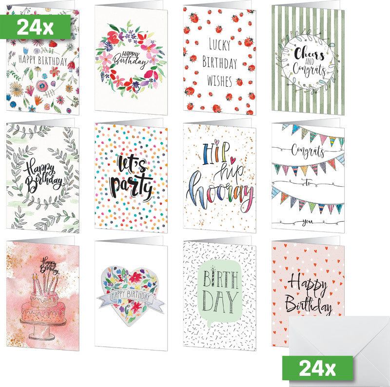 Sigel Grusskarte Happy Birthday – A6 (105 × 148 mm) – mit Umschlägen, englischem Text, für Inkjet/Laser/Kopierer
