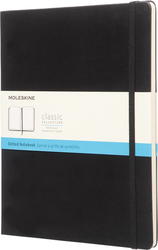 Moleskine Notizbuch, 190 × 250 mm, punktkariert, Leimbindung, Hardcover, 192 Seiten, 70 g/m² – schwarz