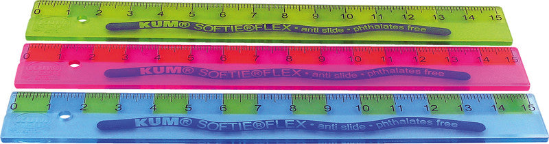 Kum Wandtafel-Lineal 15 cm – Kunststoff, sortiert, flexibel, rutschfest, ohne Weichmacher