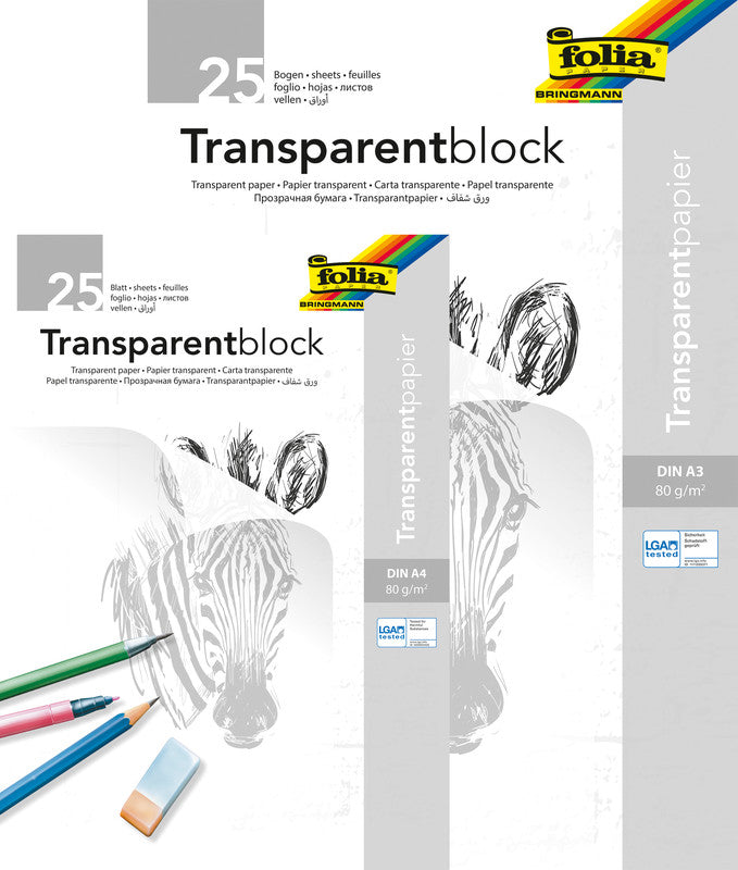 Folia Transparentpapier – A3, 80 g/m², weiss transparent, 25 Blätter