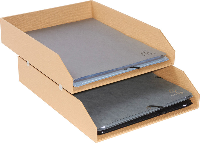 Exacompta Briefkorb – Karton, für A4+, stapelbar, glatt, beige, B 260 × H 130 × T 337 mm