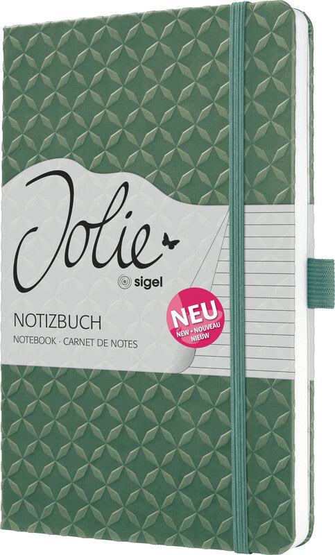 Sigel Notizbuch, A5, liniert, Fadenheftung, Karton, 174 Seiten, perforiert, 80 g/m² – naturgrün