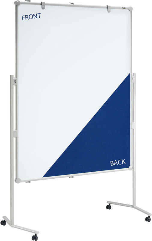 MAUL Pinnwand – Filz, magnetisch, Alurahmen – 120 × 150 cm, weiss/blau