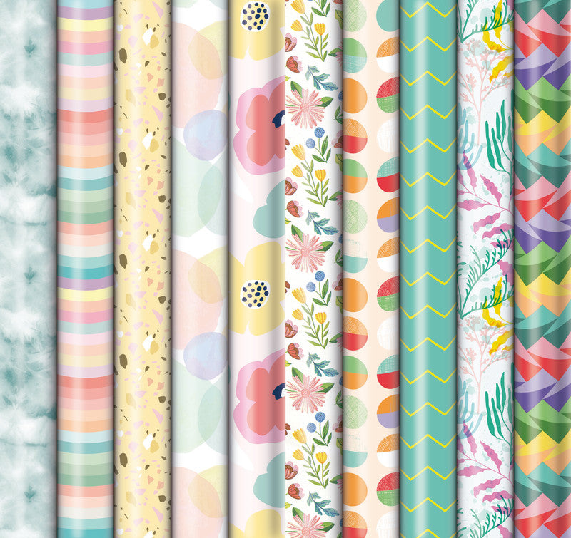 Zoewie Geschenkpapier New Pastels – sortiert – 80 g/m2, gestrichenes Papier – 700 × 2000 mm – 2 Rollen