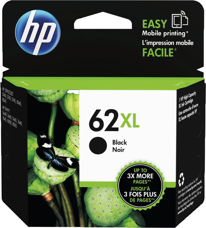 HP Tintenpatrone 62XL, Schwarz, XL, 600 Seiten – für Inkjetdrucker/Multifunktionsgeräte