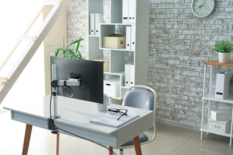 Durable Select – Monitorhalterung, Tischklemme, bis 27", VESA 75 × 75/100 × 100 mm, 8 kg, silber metallic