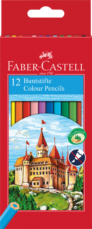Faber-Castell Buntstifte – 12 Farben, im Kartonetui, Ø 2,8 mm, sechskantig, FSC
