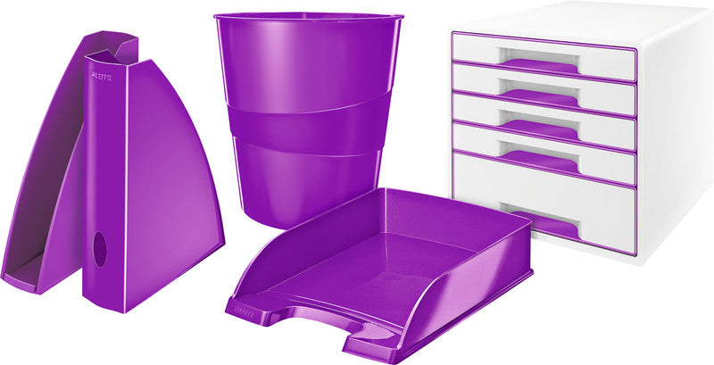 Leitz Papierkorb WOW – 15 l – Kunststoff (PS), rund – violett
