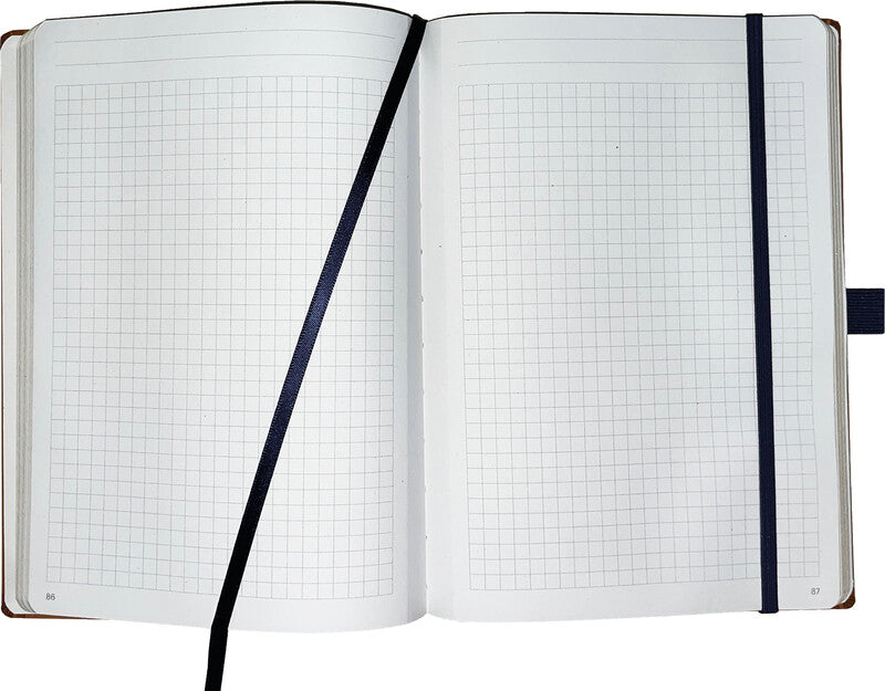 Denkzettel Notizbuch A5, kariert, gebunden, Hardcover, 192 Seiten, perforiert, 80 g/m² – cognac