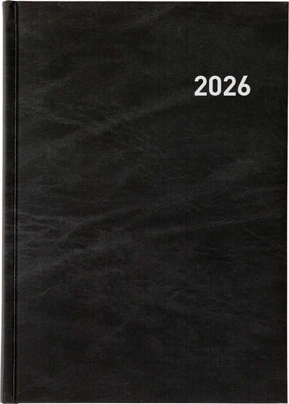 Biella Registra Plus Agenda – 1 Tag pro Seite, Gebunden, 14,5 × 20,5 cm, 2026, Halbstunden-Takt, Schwarz, FSC