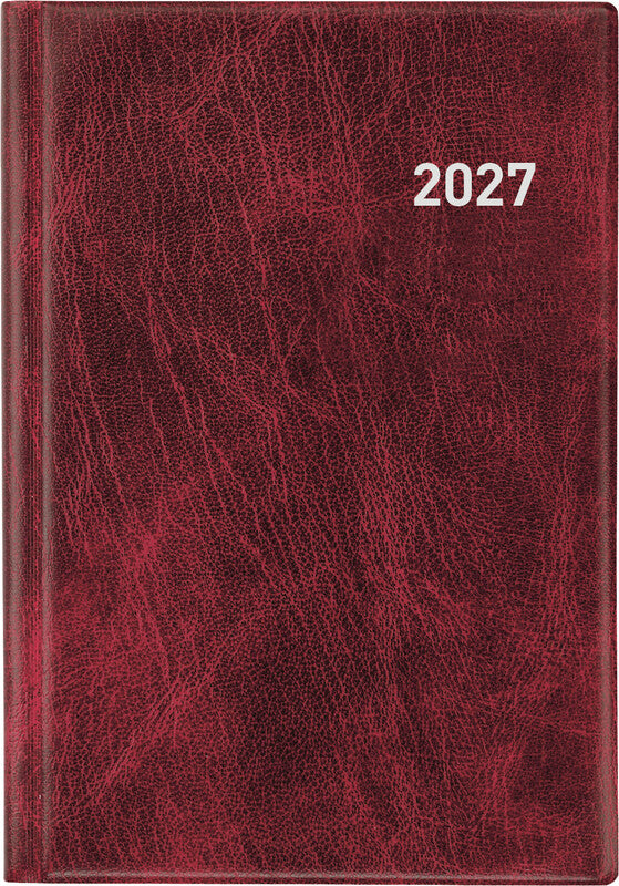 Biella Terminia Agenda – 1 Woche/2 Seiten, gebunden, 14,5 × 20,5 cm, 2027, Weinrot, FSC