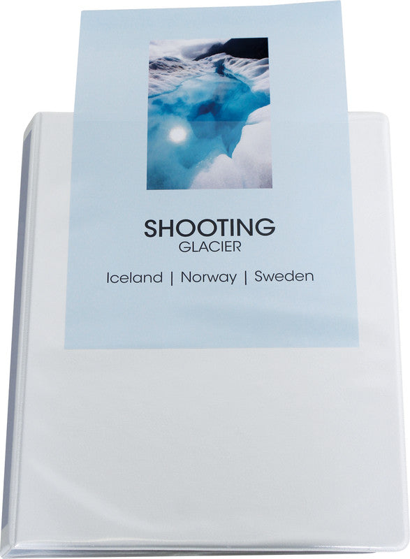 Q-connect Zeigebuch – A4 Hochformat – 4-Ring Bügelmechanik, Ø 40 mm, Rücken 62 mm – Weiss, mit Sichttasche