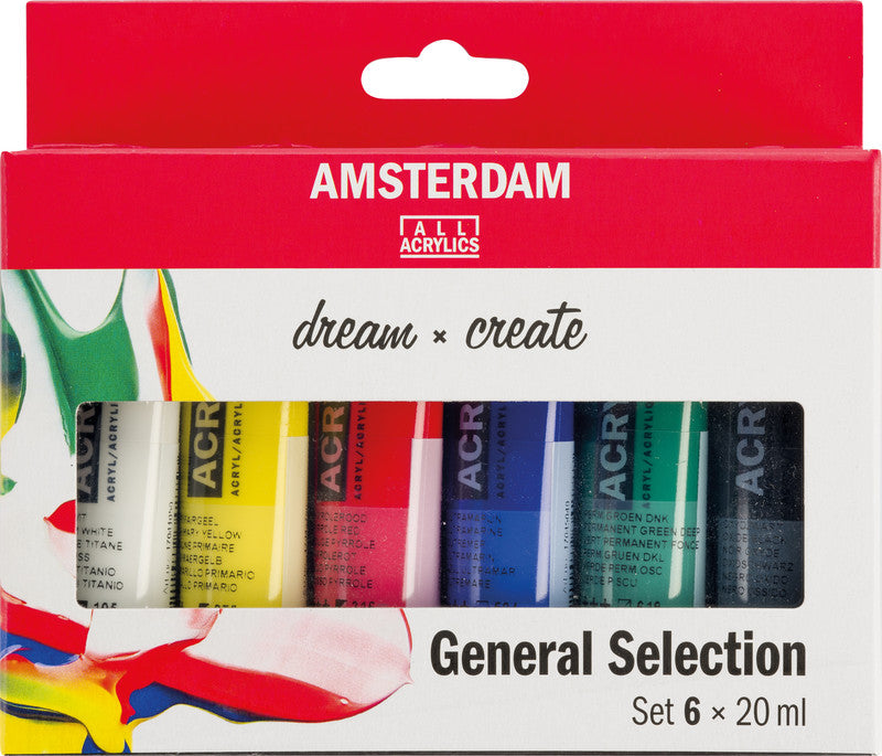 Royal Talens Amsterdam – Acryl Standard – Acrylfarbe – Set – 6 Farben, 6 × 20 ml