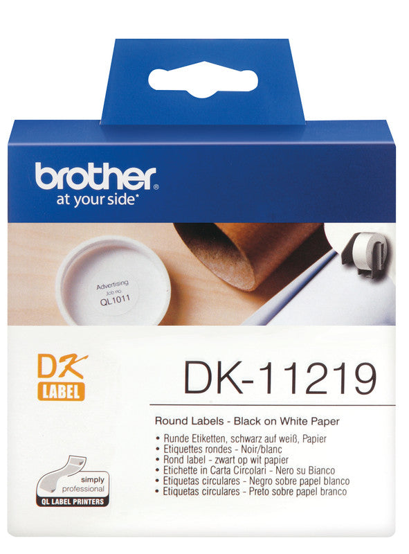 Brother Runde Etiketten, Ø 12 mm, weiss, Papier, permanent, 1200 Etiketten