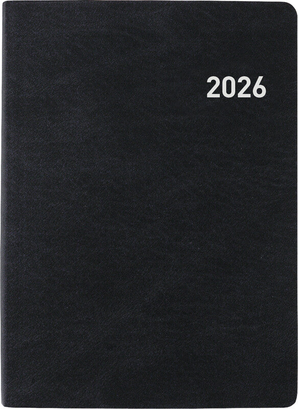 Biella Technikus Agenda – 1 Tag pro Seite, gebunden, 10,1 × 14,2 cm, 2026, 1-Stunden-Takt, schwarz, FSC