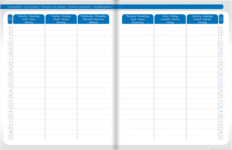 Clairefontaine When 17 Schüleragenda – 1 Woche/3 Seiten, gebunden, 17 × 22 cm, Aug–Jul, mehrsprachig, PEFC