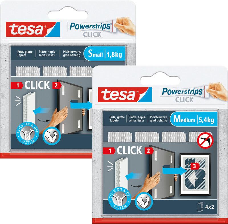 Tesa Montageband Powerstrips, für glatte Oberflächen – 20 mm × 0,08 m, weiss, bis 5,4 kg