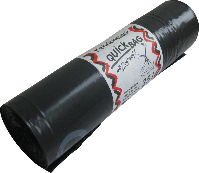 Kehrichtsack – 35 l, mit Zugband, Kunststoff, schwarz, 38 µm, 20 Stk